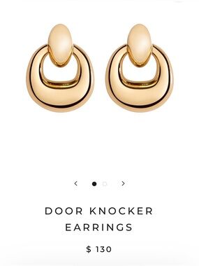 NIB: Martha Calvo 14k Gold Played Door Knocker Earrings, $130 Current Retail